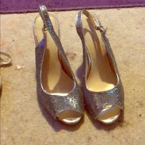 Silver sparky heels Nine West